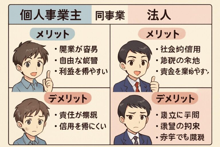 個人事業主と法人で同じ事業を行うメリット・デメリット徹底比較